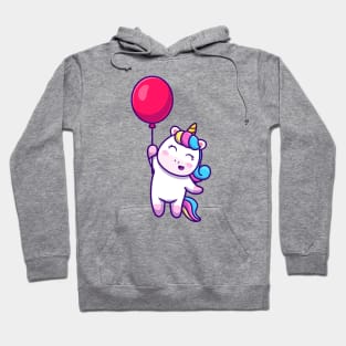 Cute Unicorn Floating With Balloon Hoodie